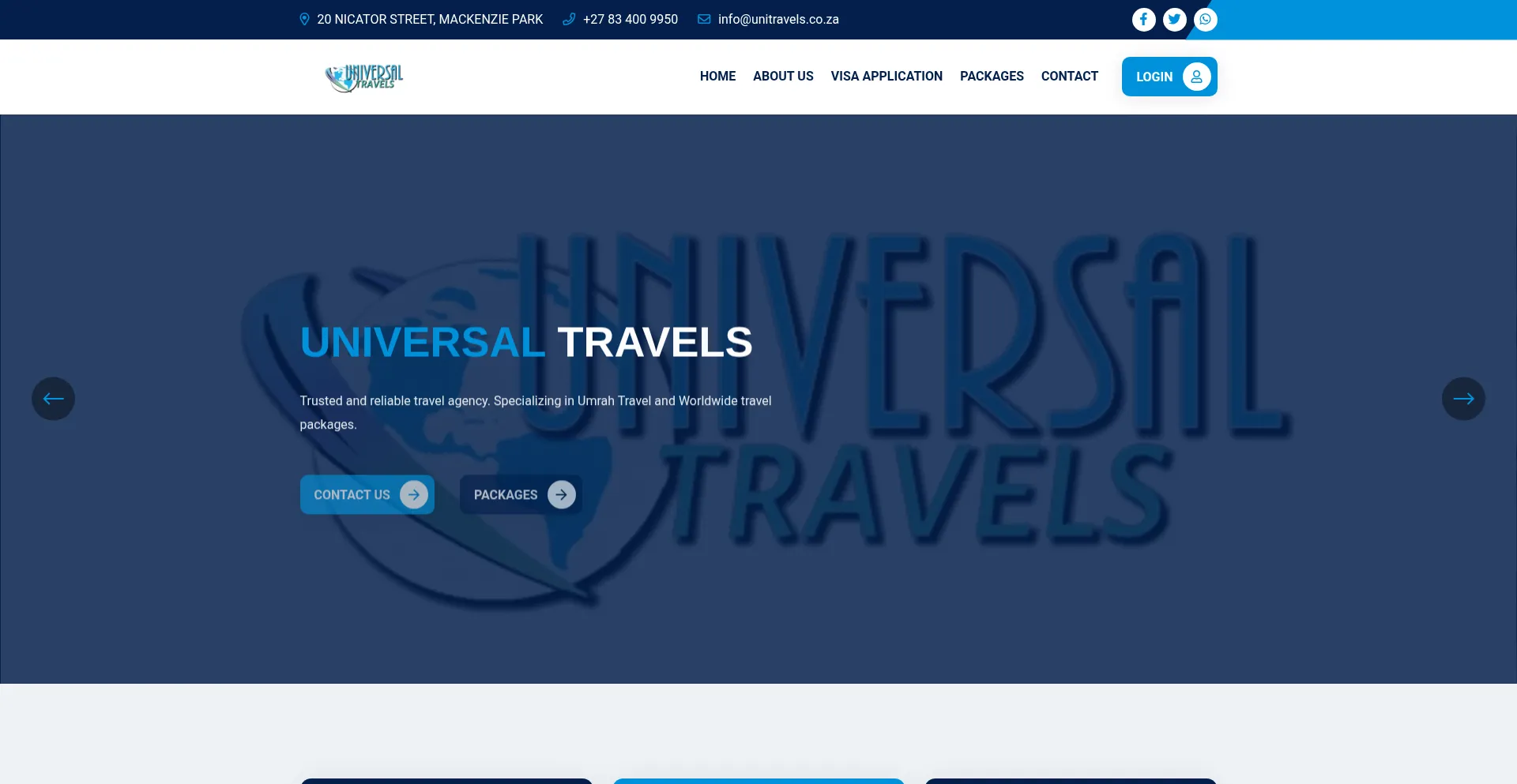 Unitravels.co.za Screenshot