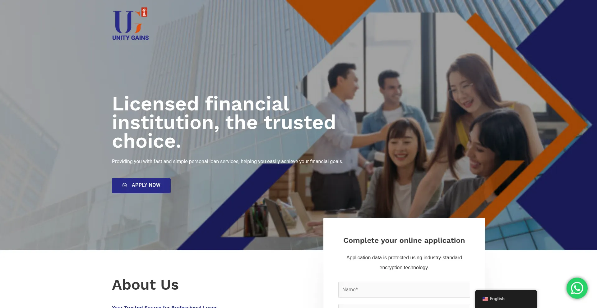 Website screenshot of Unitygains-au.com