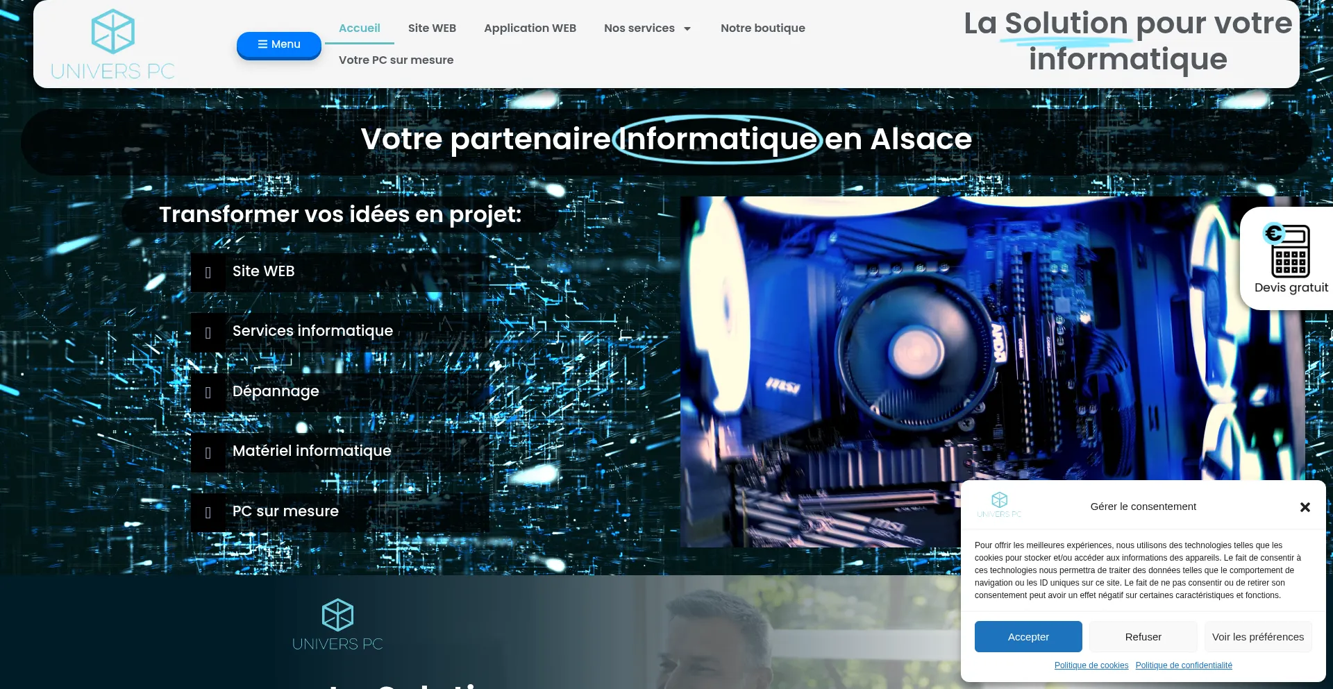 Website screenshot of Univers-pc.fr