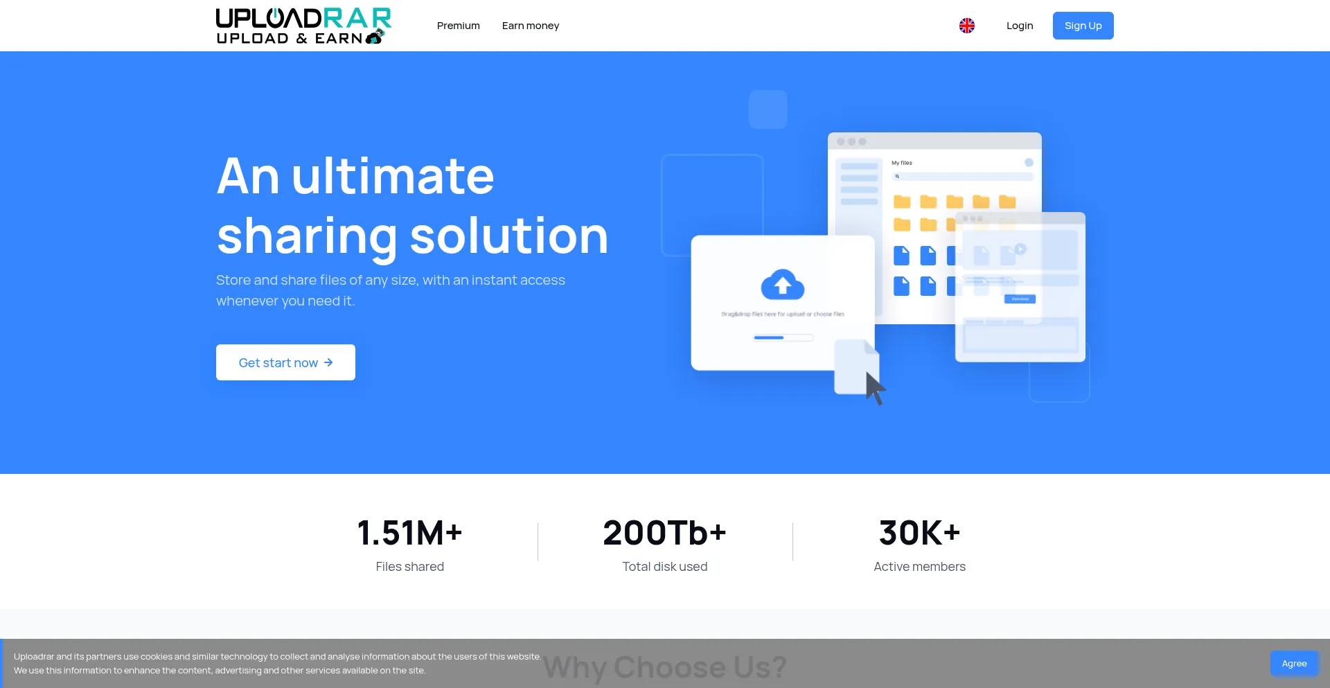 Website screenshot of Uploadrar.com
