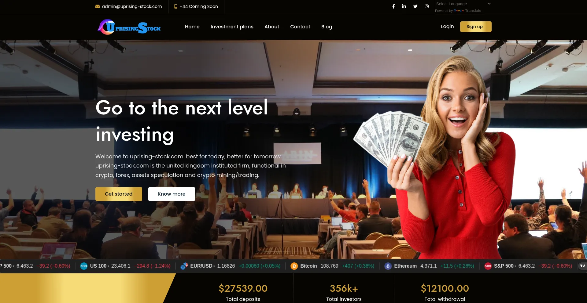 Website screenshot of Uprising-stock.com