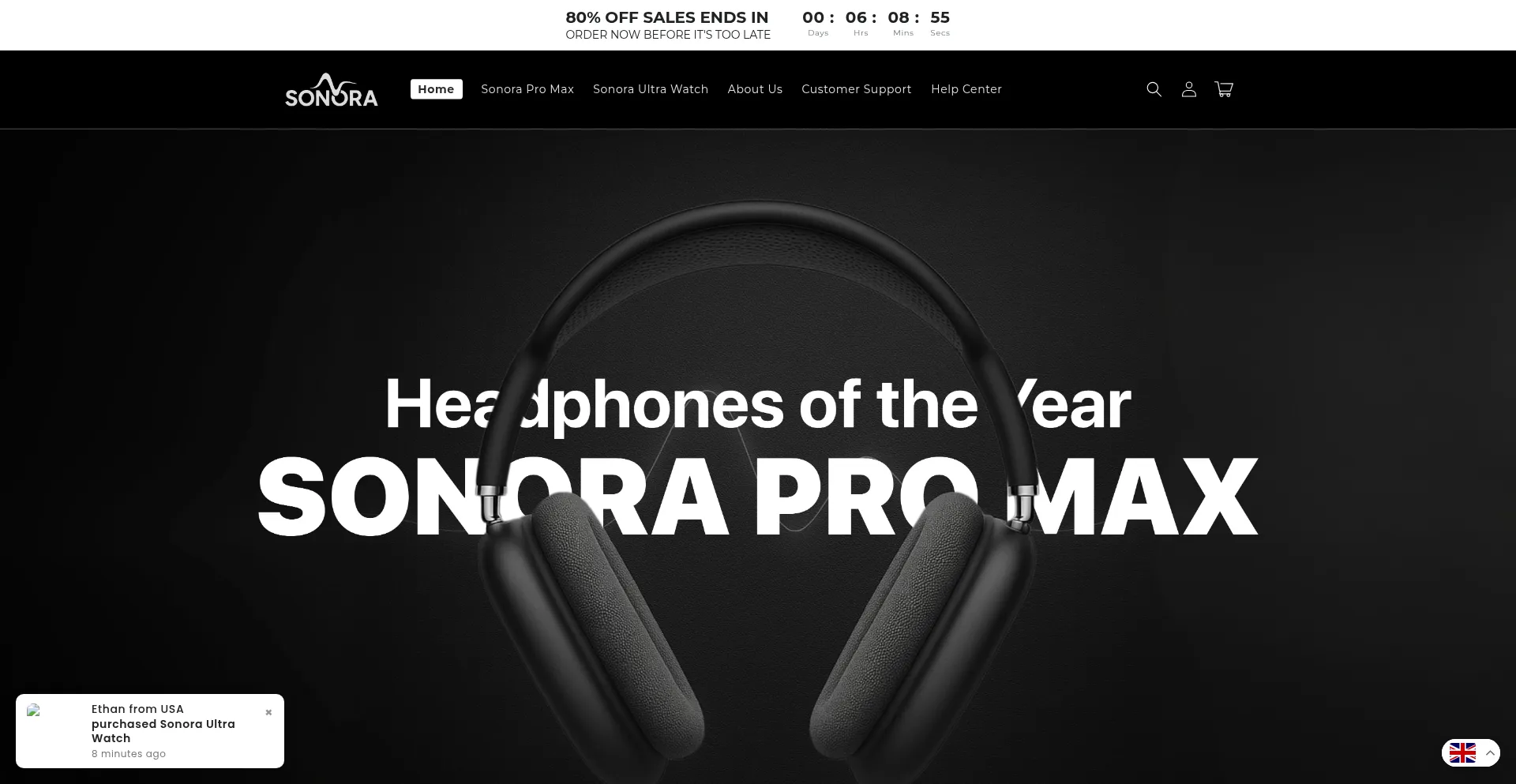 Website screenshot of Us.sonoravision.com