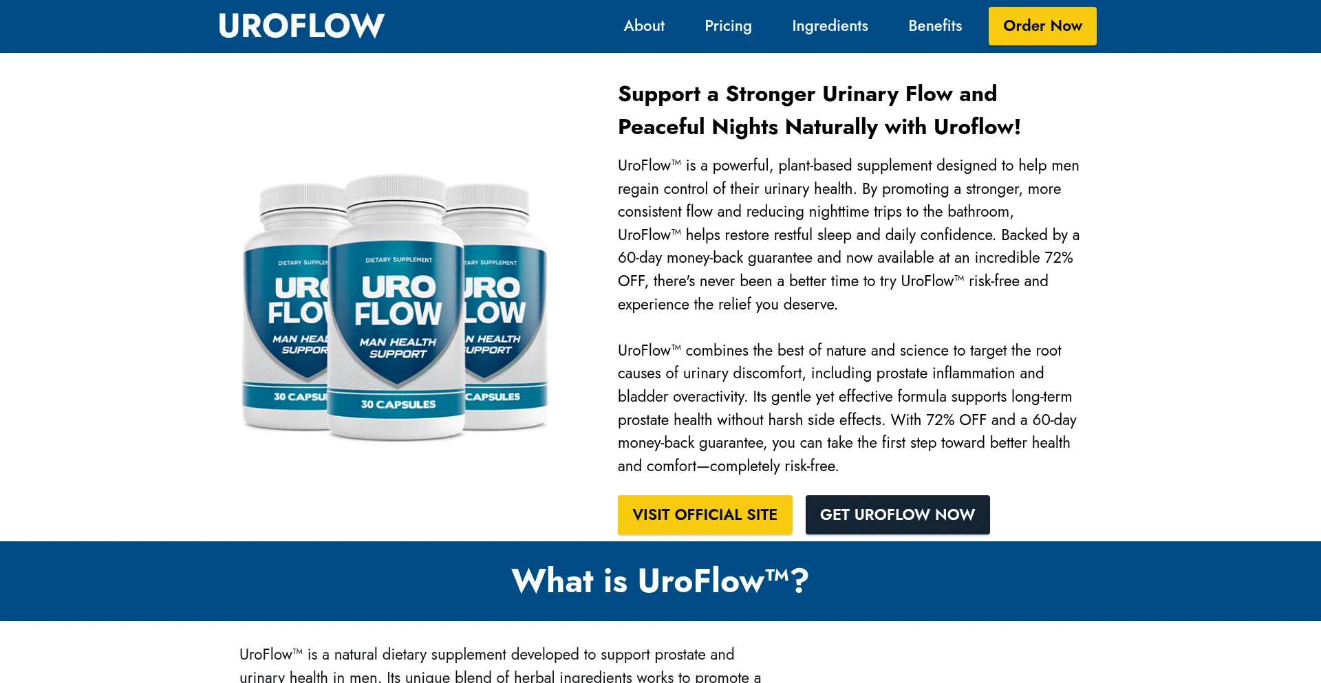 Website screenshot of Us-en-us-uroflow.com