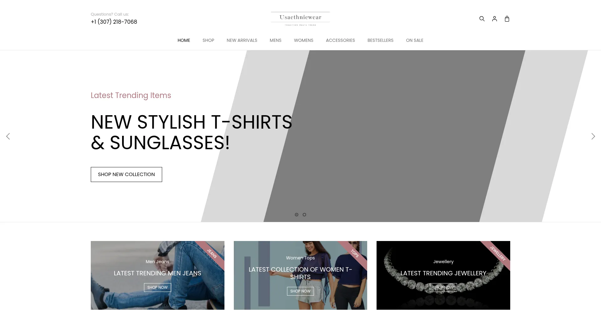 Website screenshot of Usaethnicwear.com