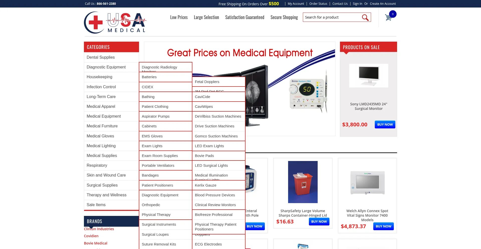 Website screenshot of Usamedicalsurgical.com