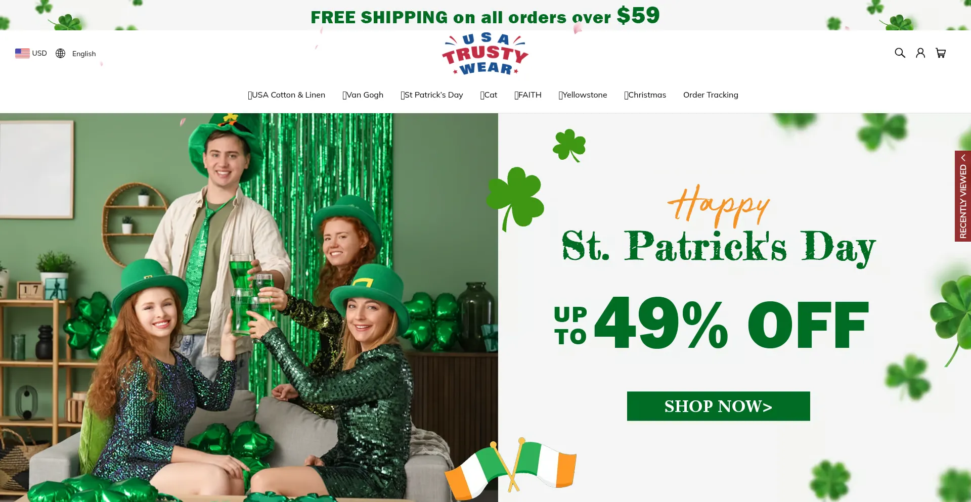 Website screenshot of Usatrustywear.com
