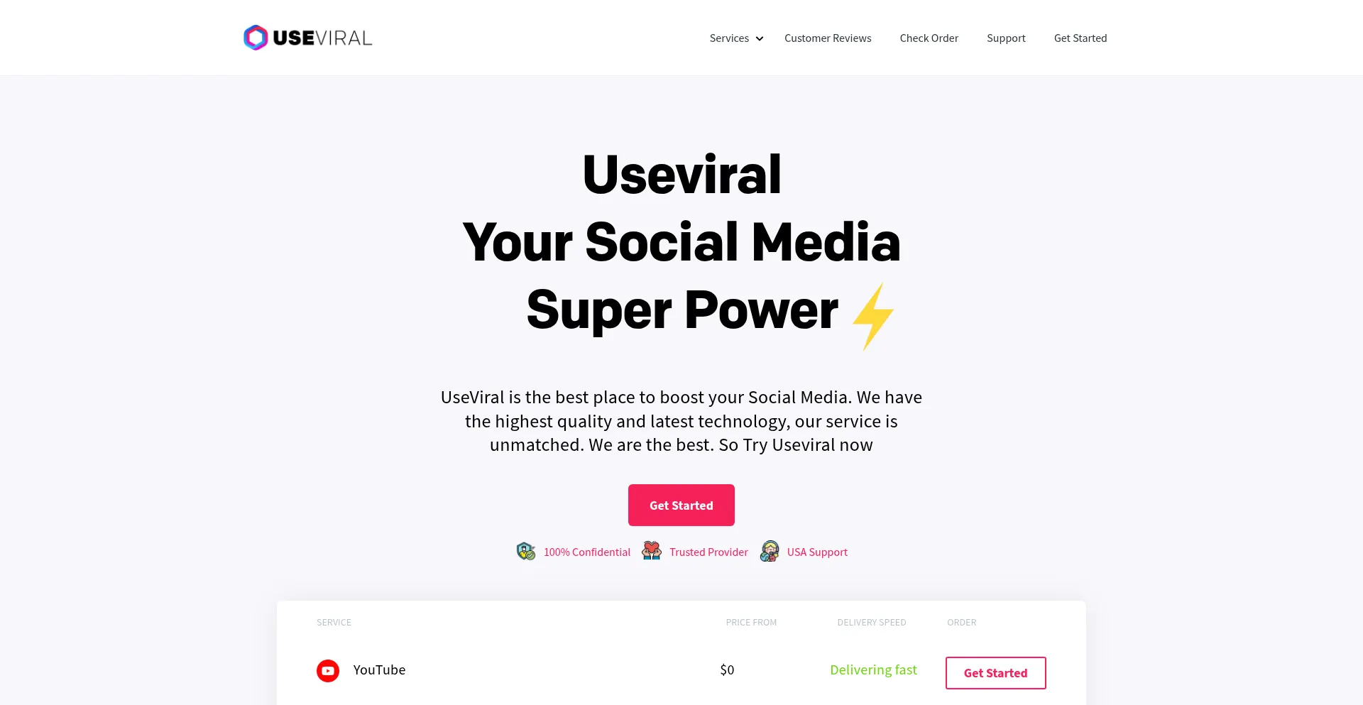 Website screenshot of Useviral.com