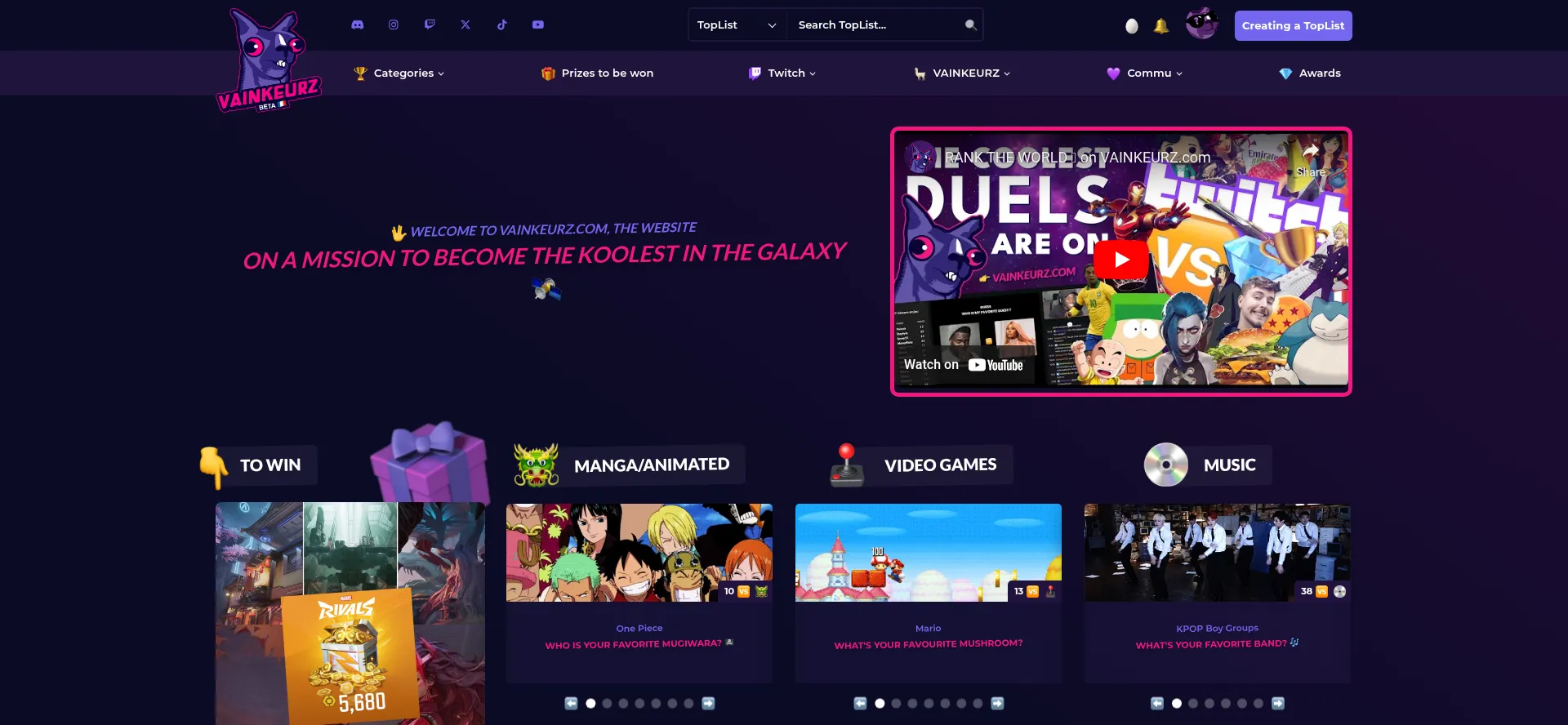 Website screenshot of Vainkeurz.com