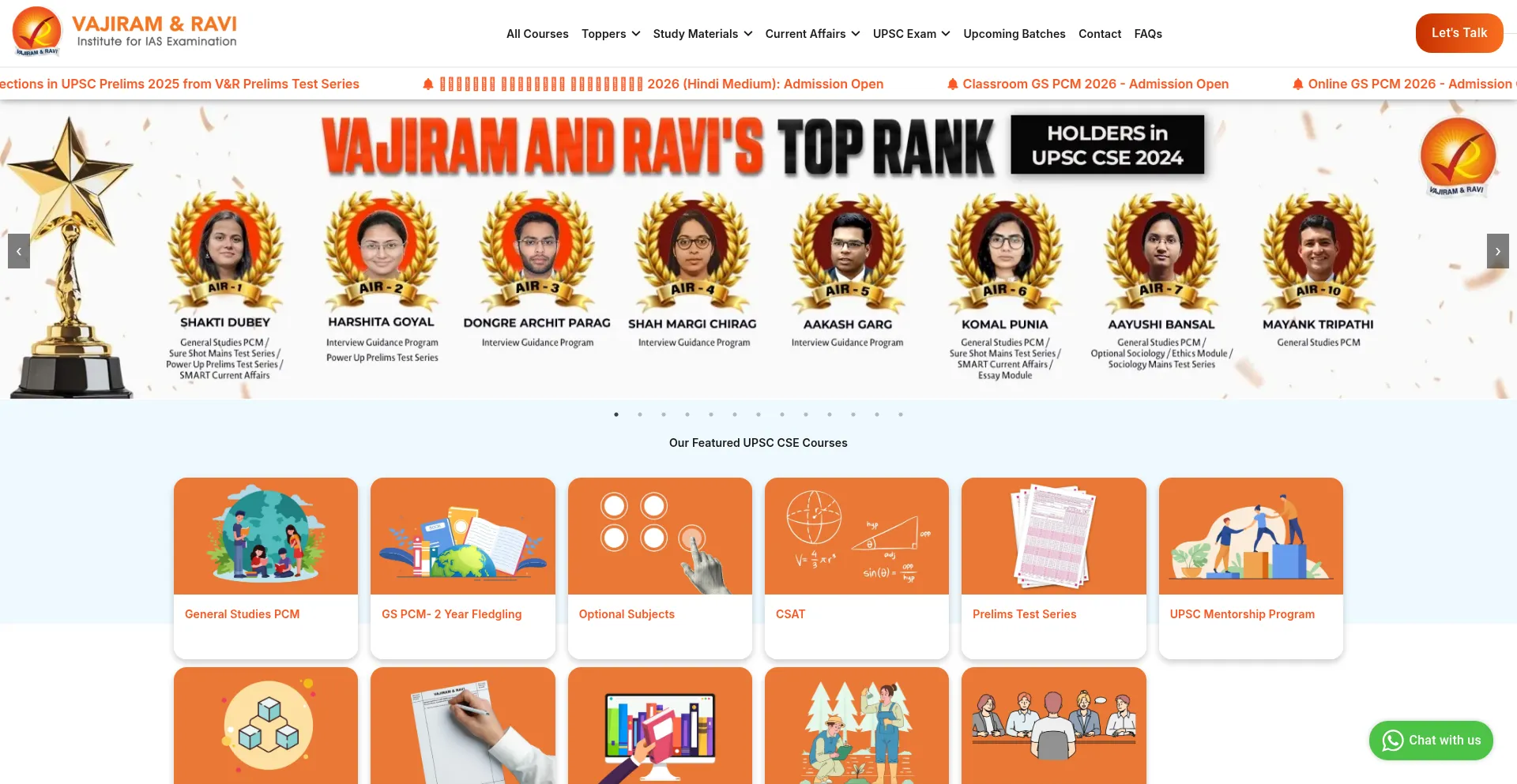 Website screenshot of Vajiramandravi.com