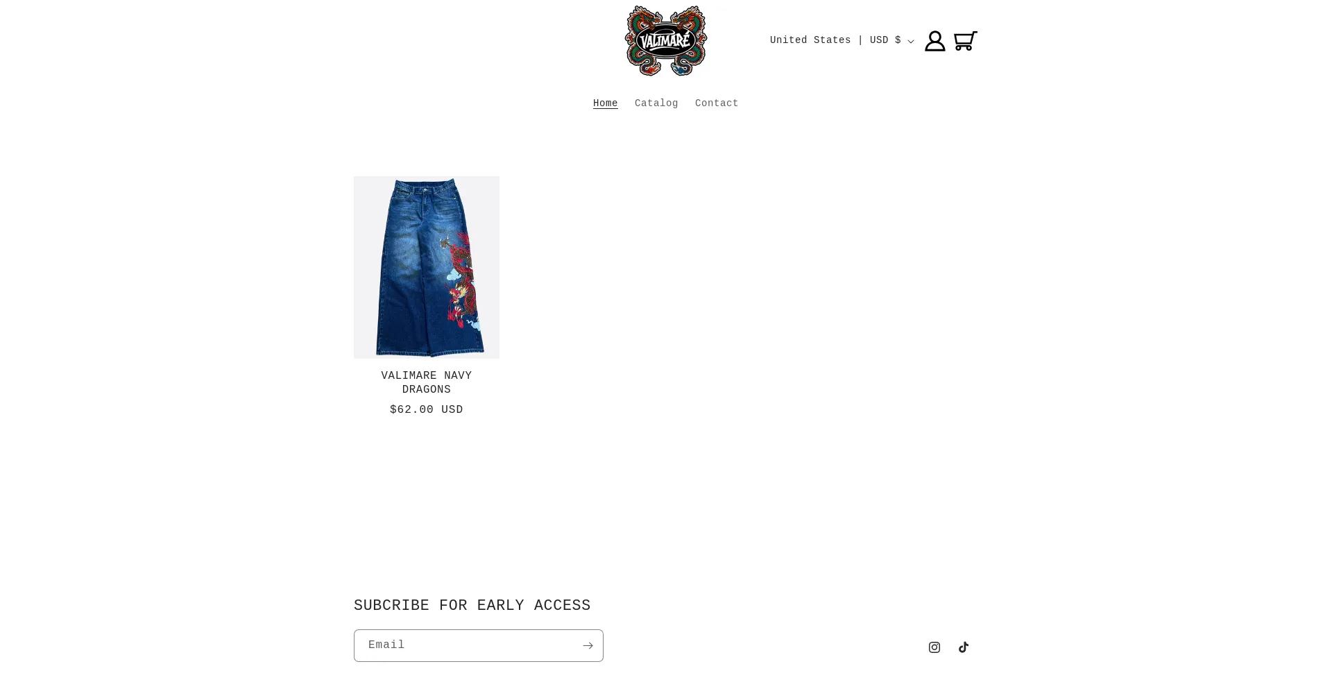 Website screenshot of Valimare.store