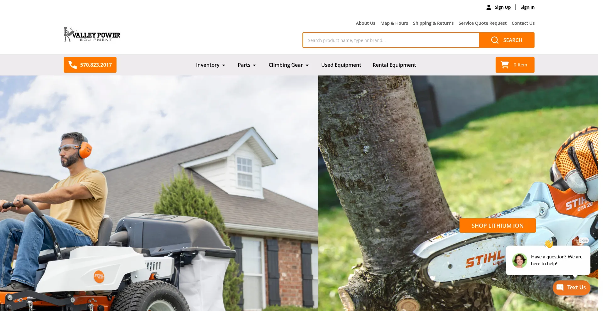 Website screenshot of Valleypower.com