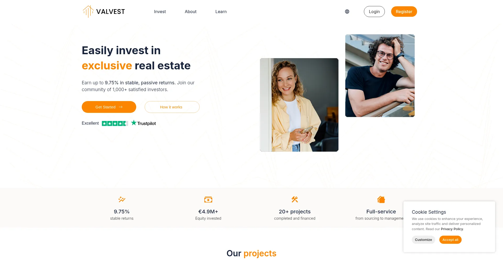Website screenshot of Valvest.io