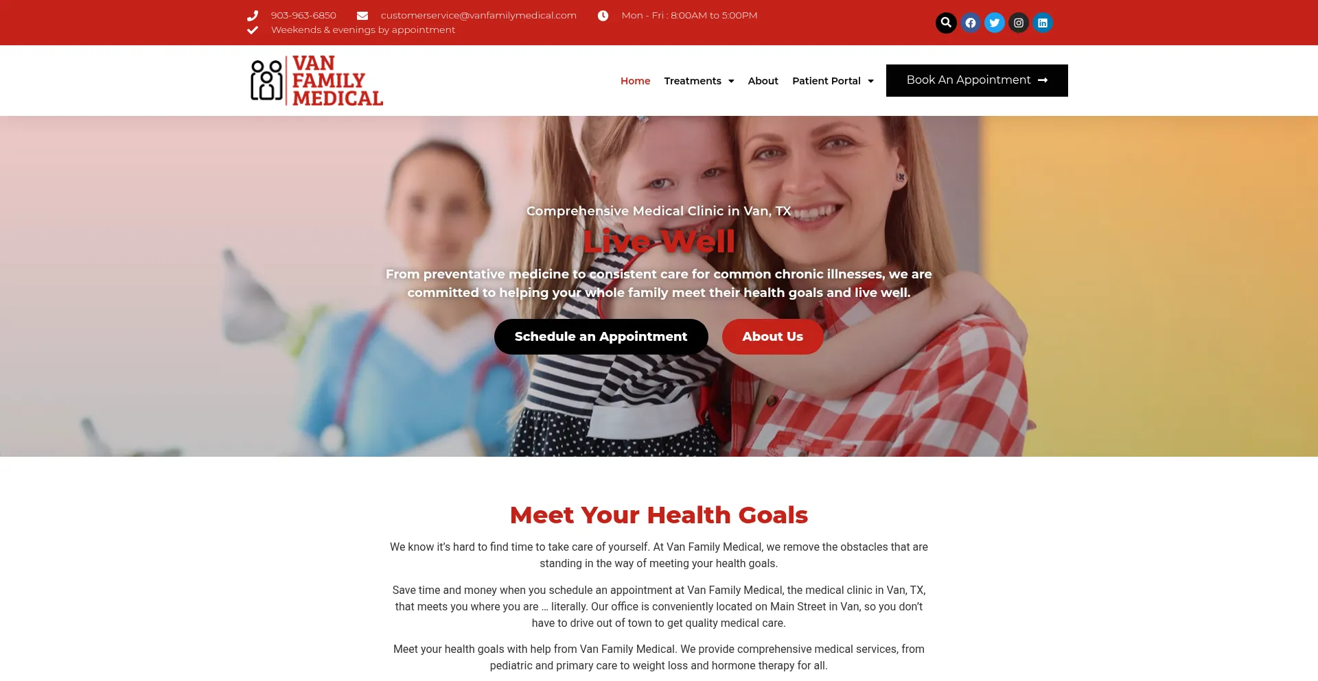 Website screenshot of Vanfamilymedical.com
