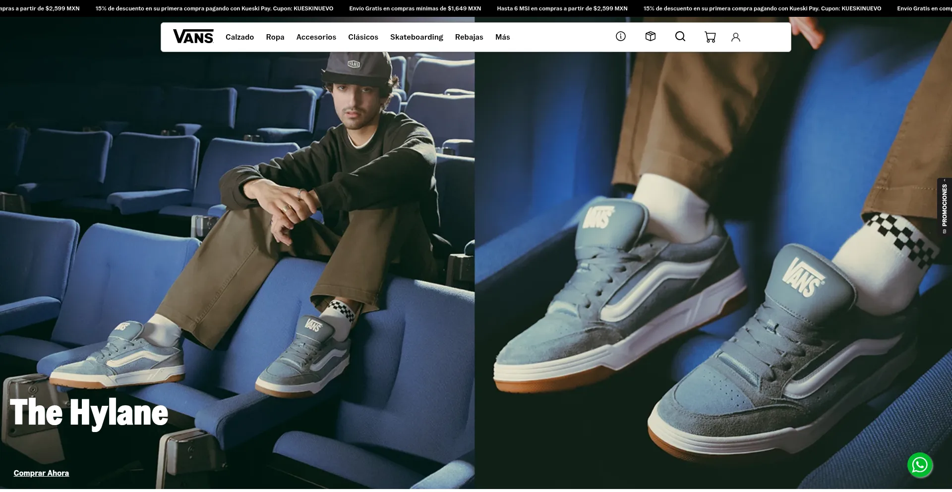 Website screenshot of Vans.mx
