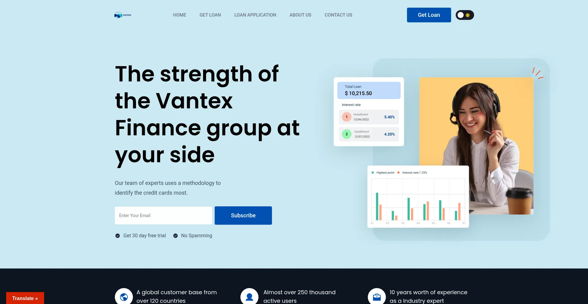 Website screenshot of Vantexfinanzas.com