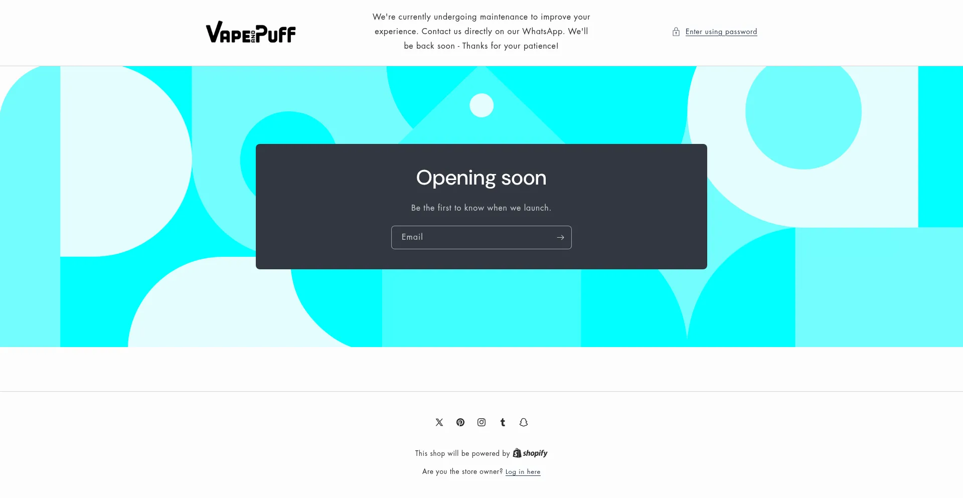 Website screenshot of Vapeandpuff.com
