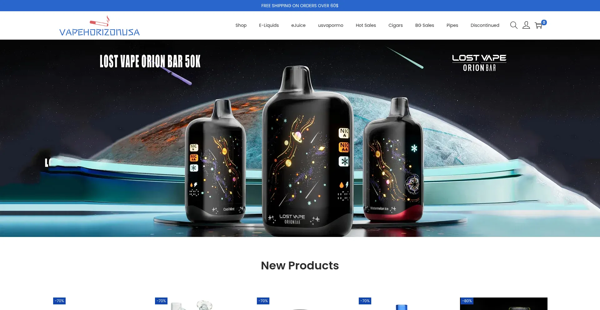 Website screenshot of Vapehorizonusa.com