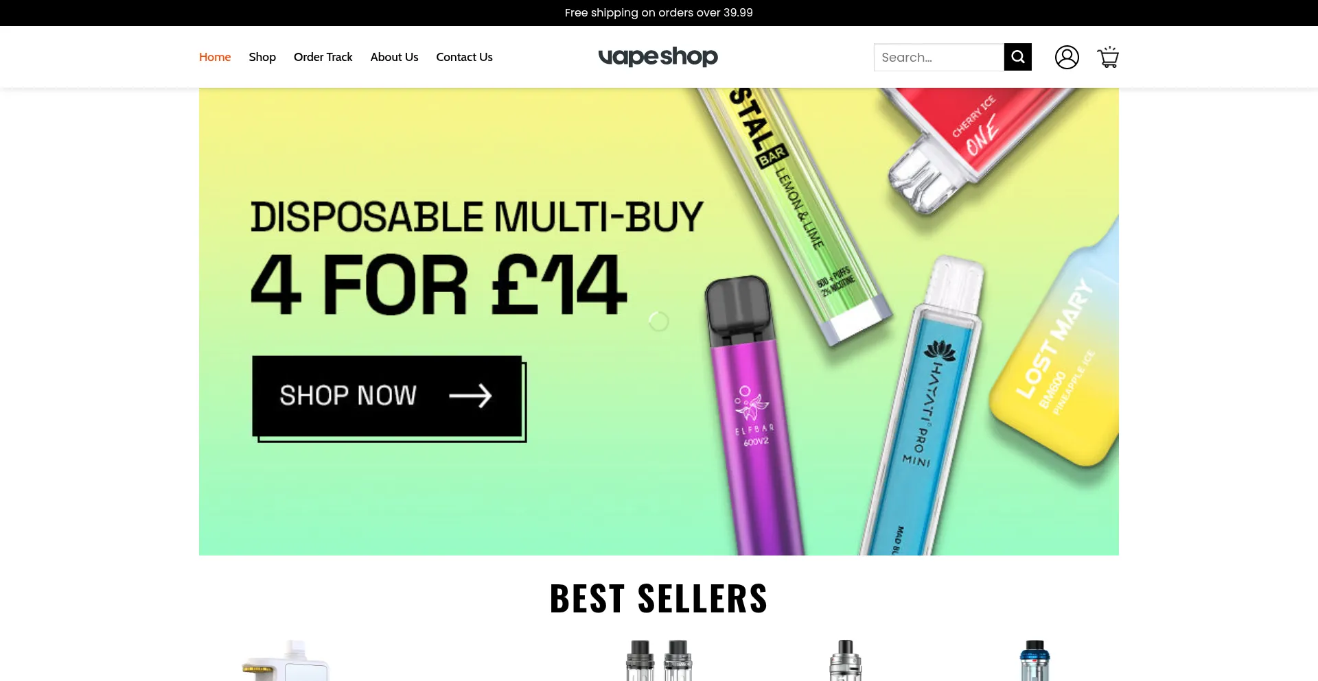 Website screenshot of Vapeshopshop.shop