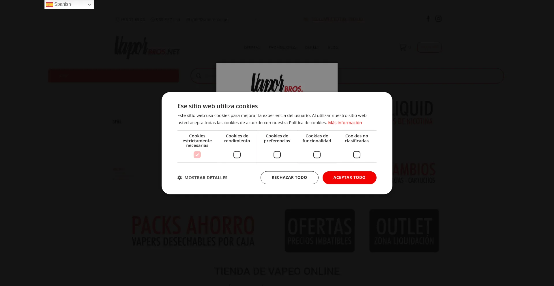 Website screenshot of Vaporbros.net