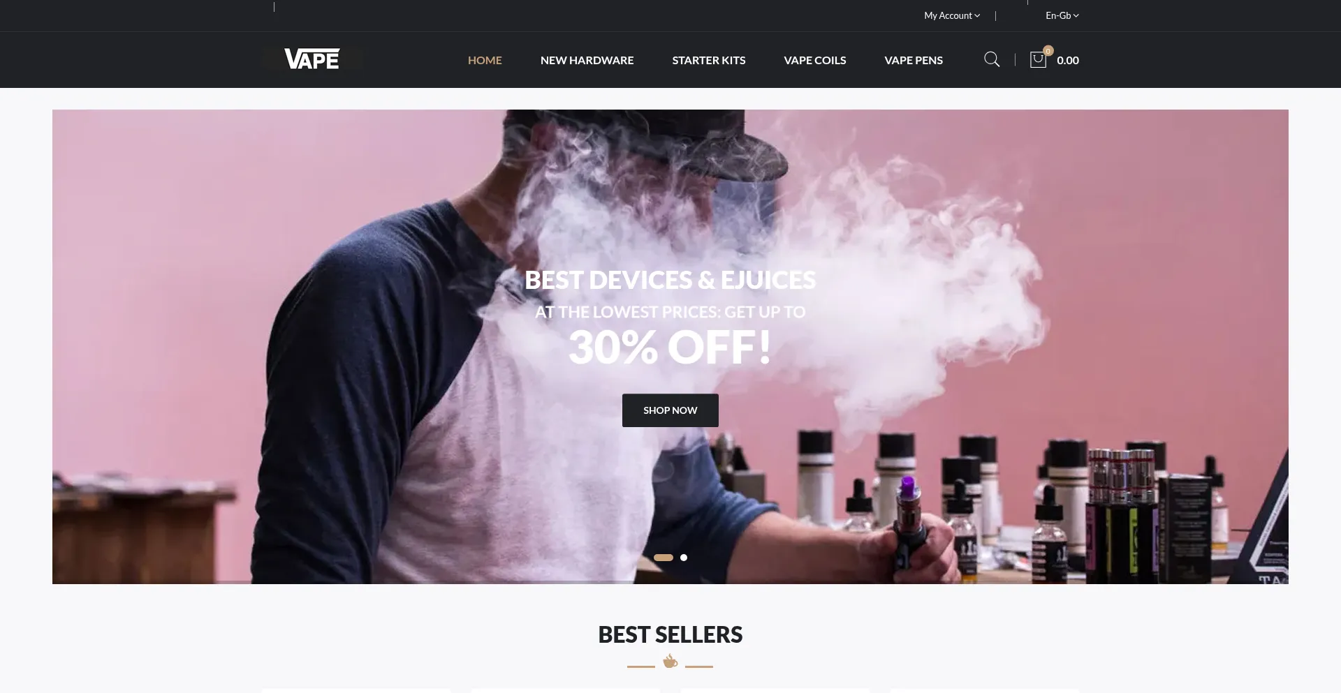 Website screenshot of Vaporchange.com