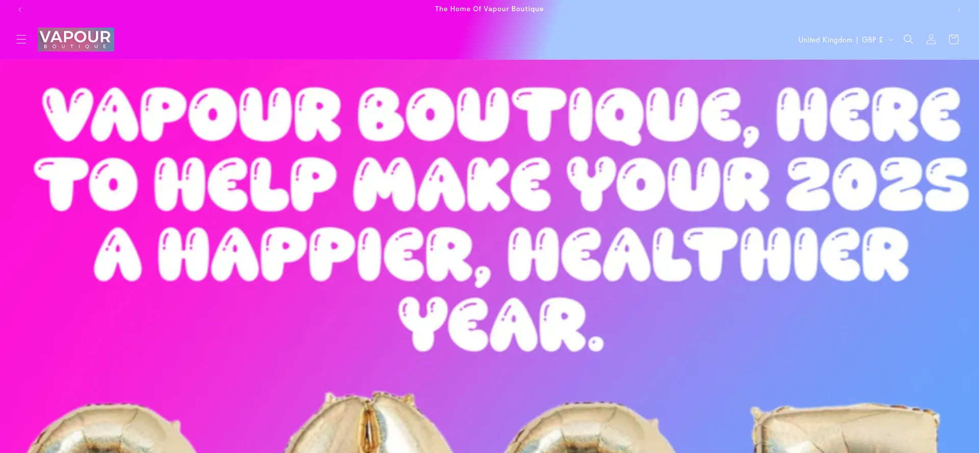 Website screenshot of Vapourboutique.co.uk