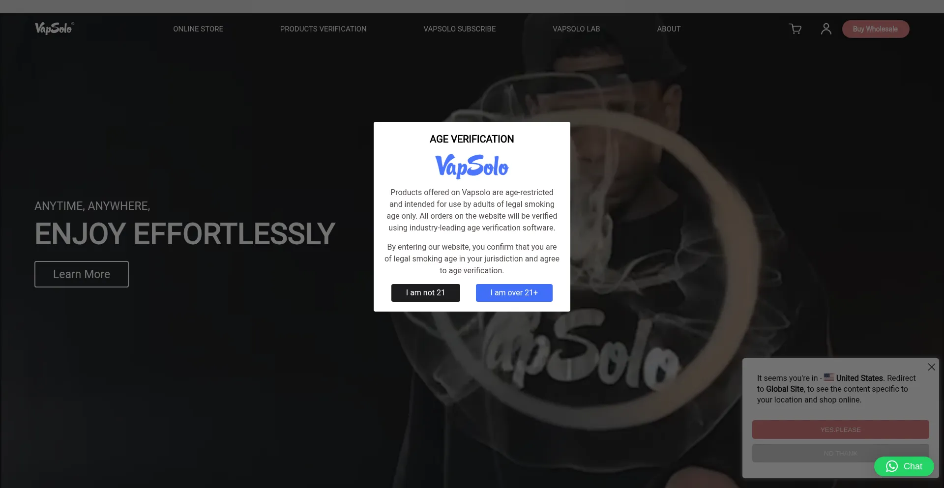 Vapsolo.com Screenshot