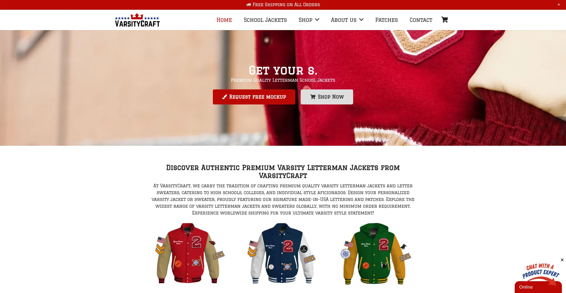 Website screenshot of Varsitycraft.com