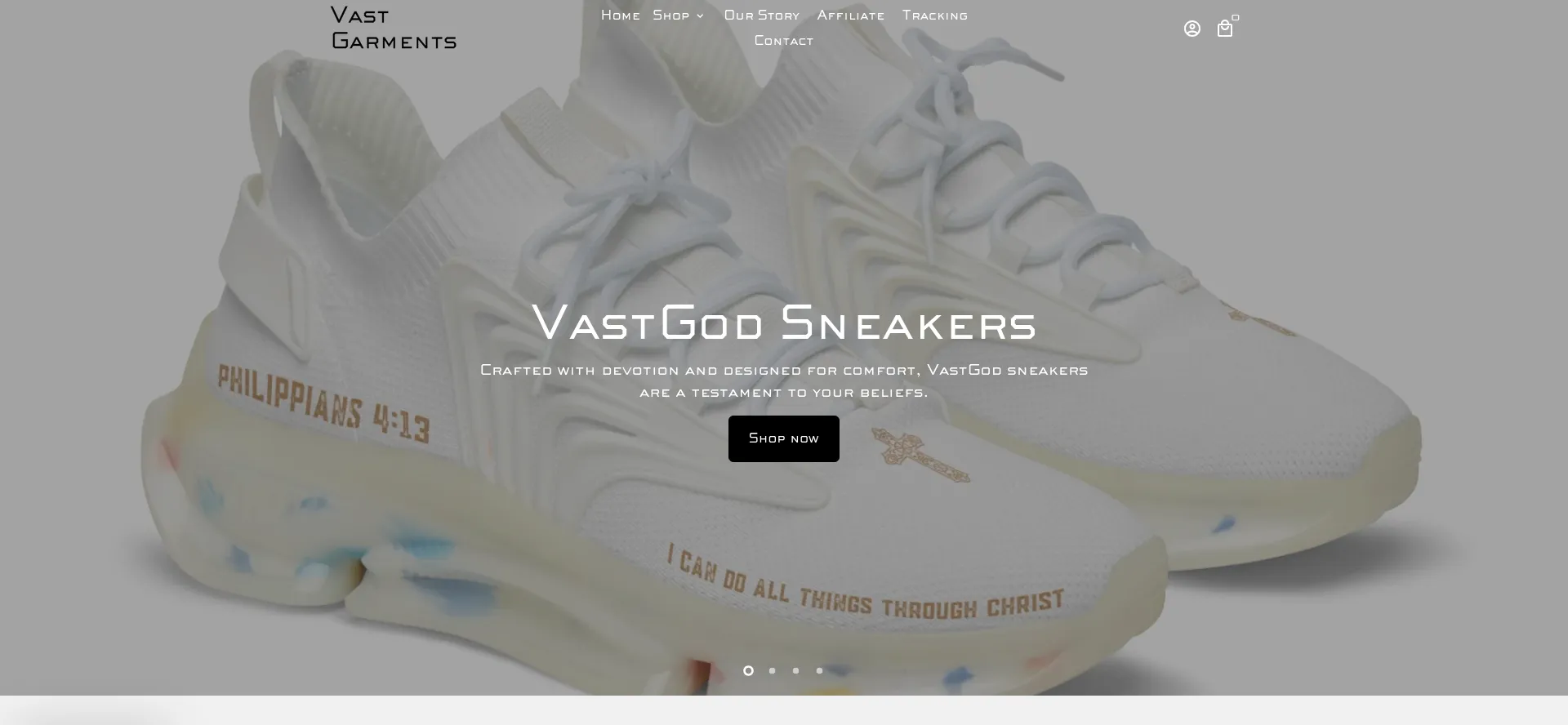 Website screenshot of Vastgarments.com