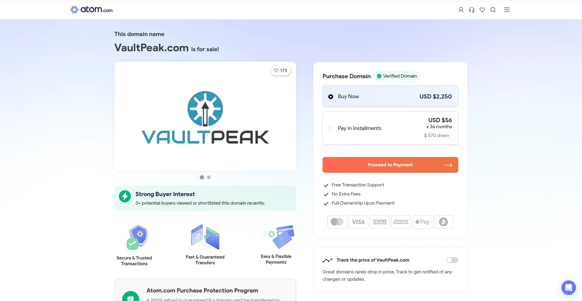 Website screenshot of Vaultpeak.com