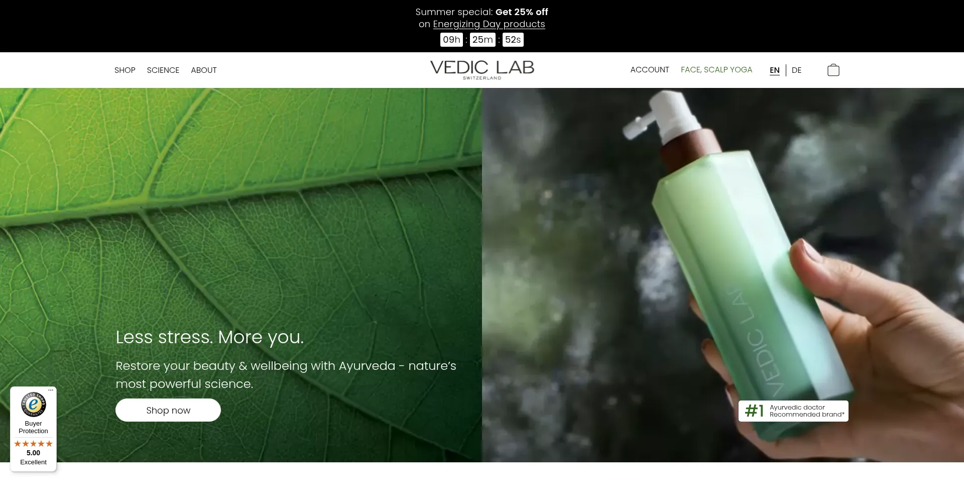 Website screenshot of Vediclab.com