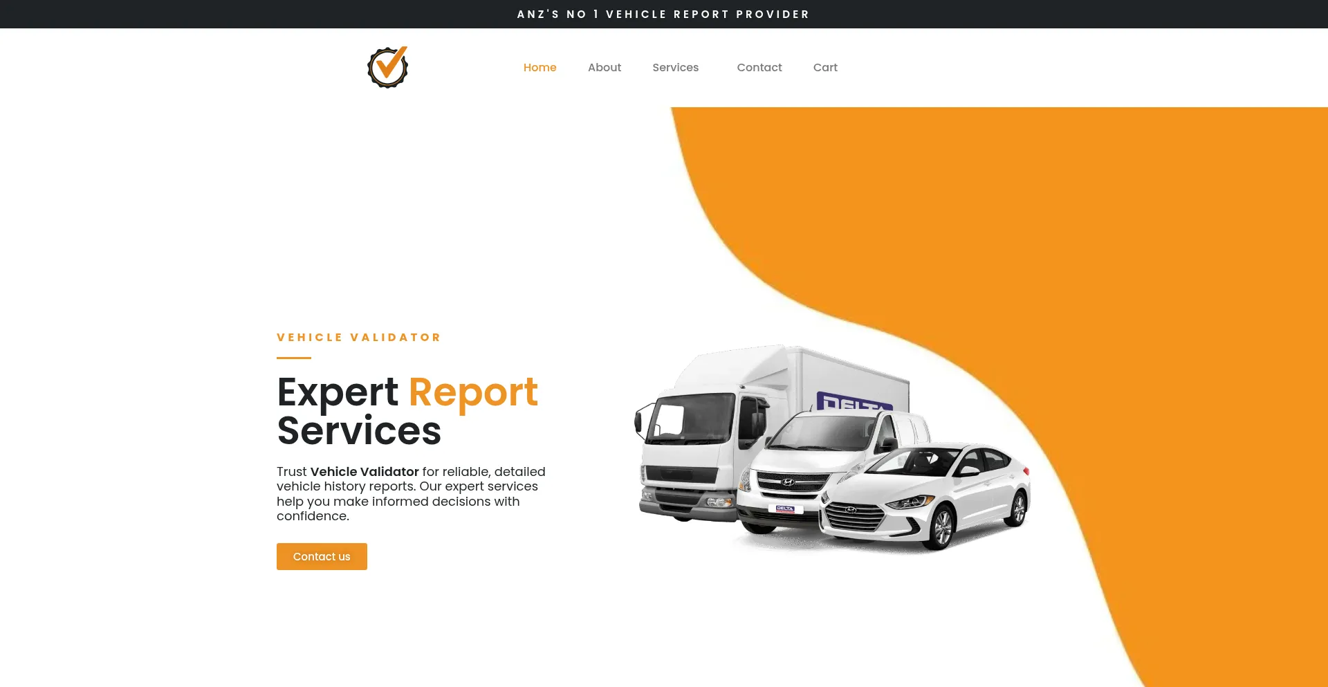 Website screenshot of Vehiclevalidator.com
