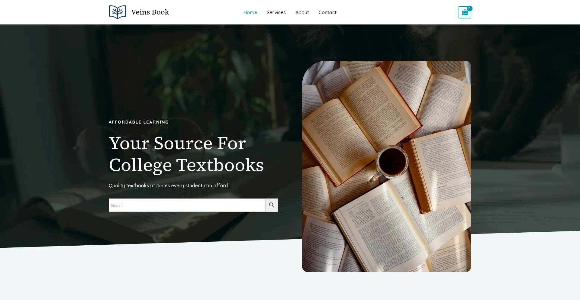 Website screenshot of Veinsbook.com