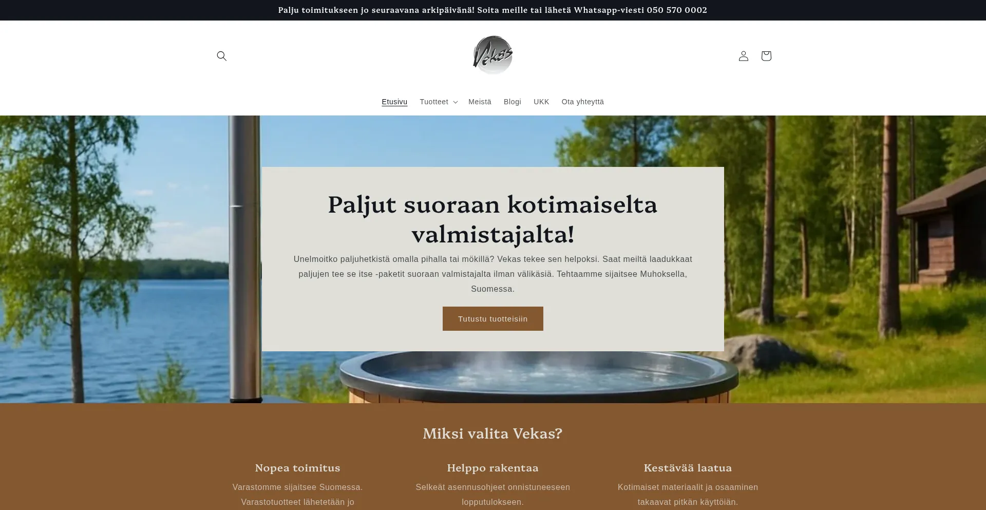 Website screenshot of Vekas.com