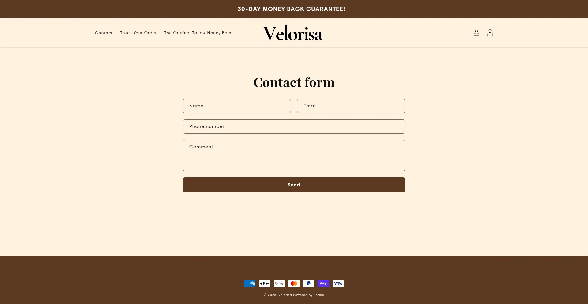 Website screenshot of Velorisa.shop