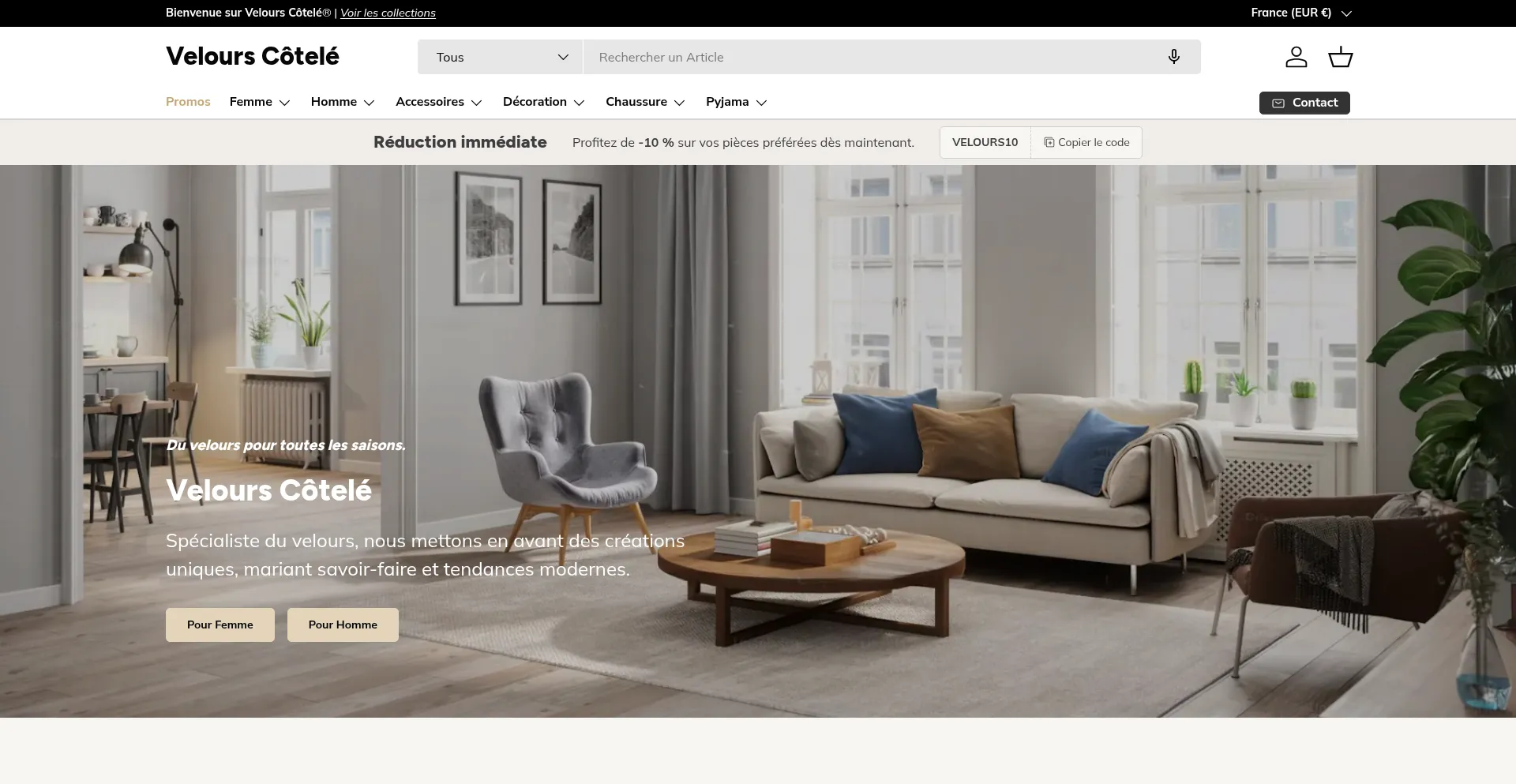 Velours-cotele.fr Screenshot