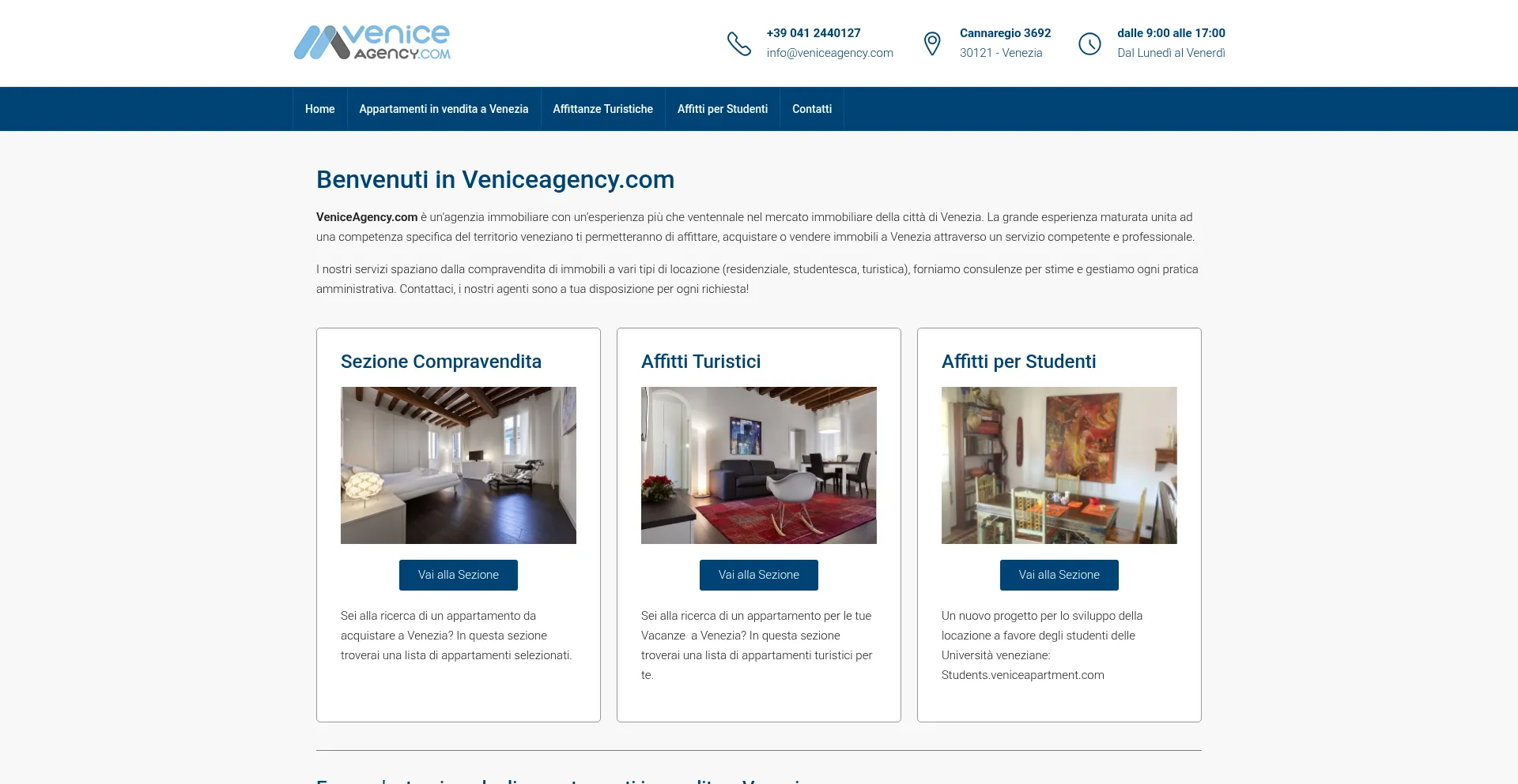 Website screenshot of Veniceagency.com