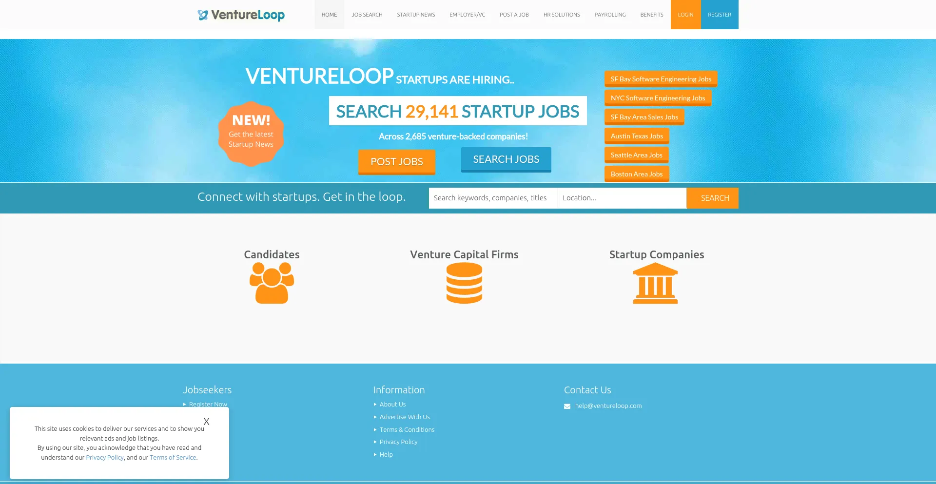 Website screenshot of Ventureloop.com
