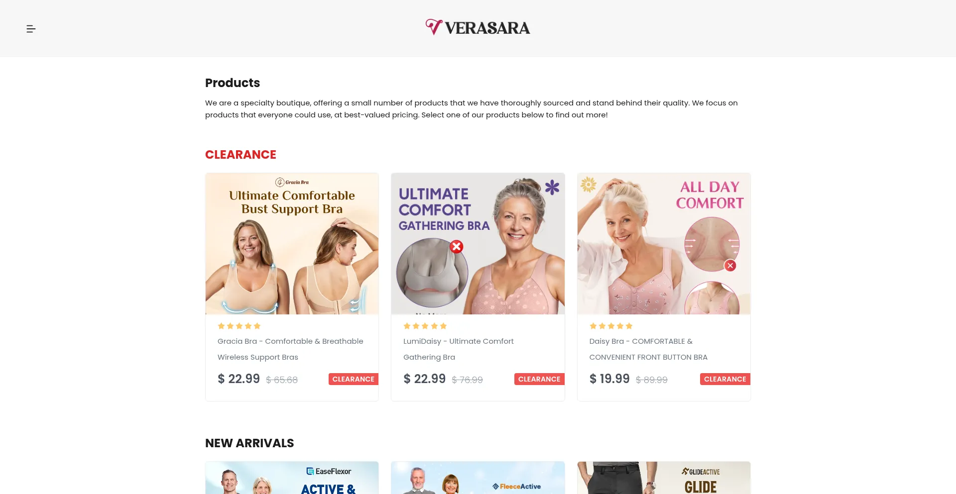 Website screenshot of Verasara.com