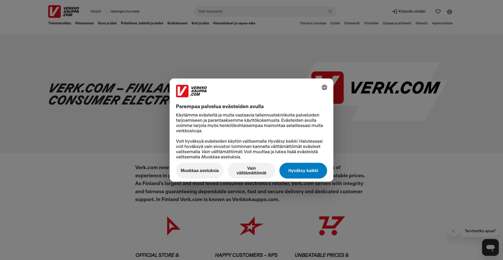 Website screenshot of Verk.com