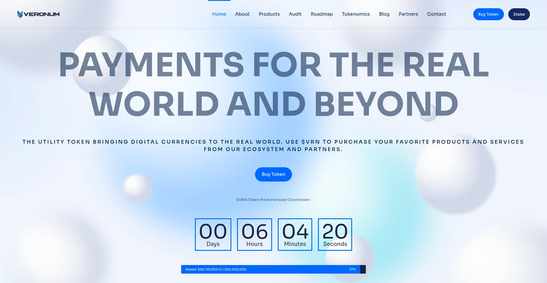 Website screenshot of Veronum.io