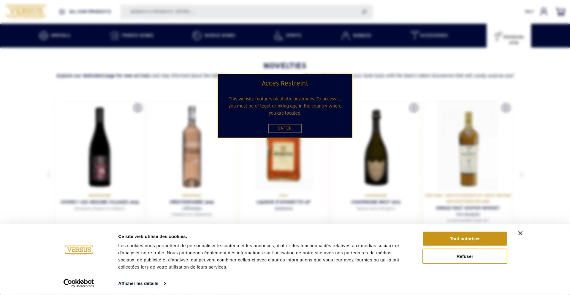 Website screenshot of Versus.wine