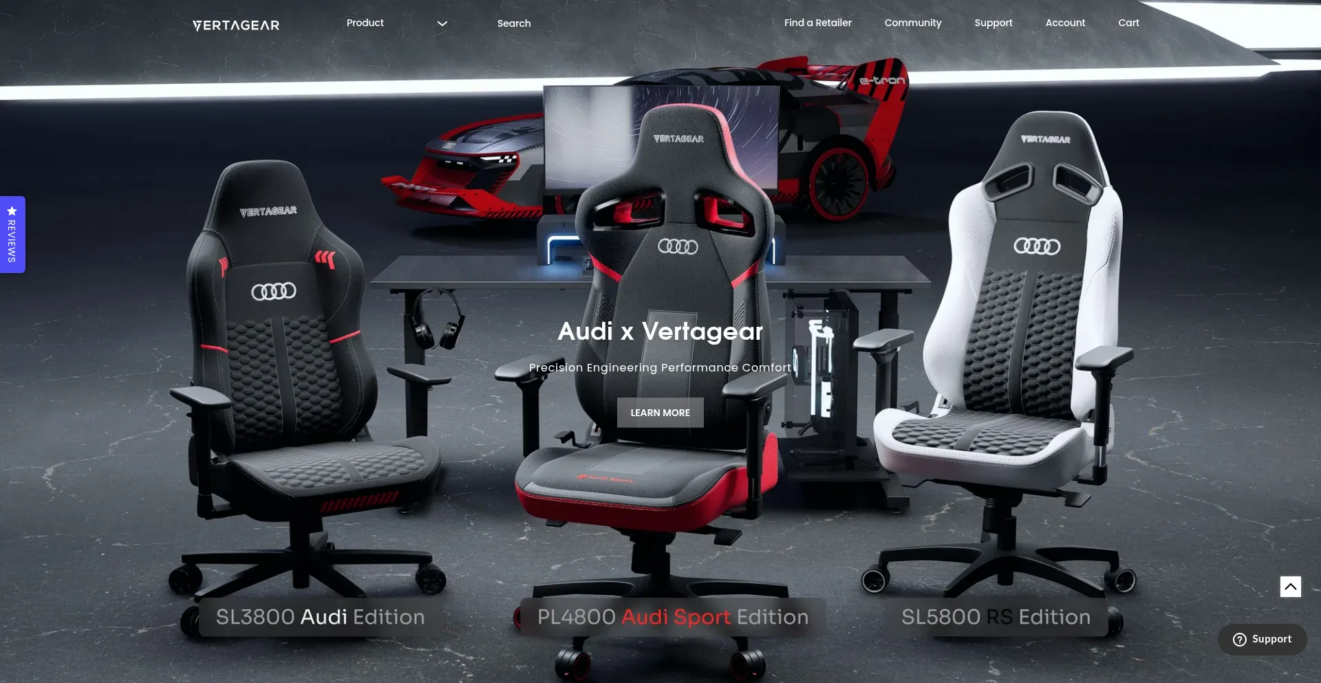 Website screenshot of Vertagear.com