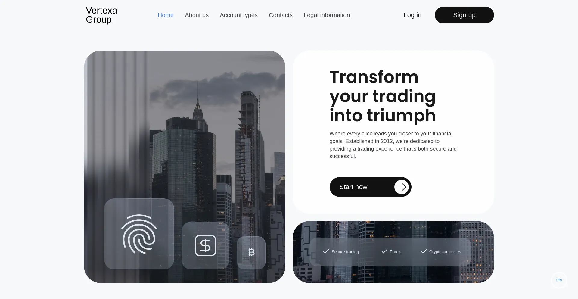 Website screenshot of Vertexagroup.net