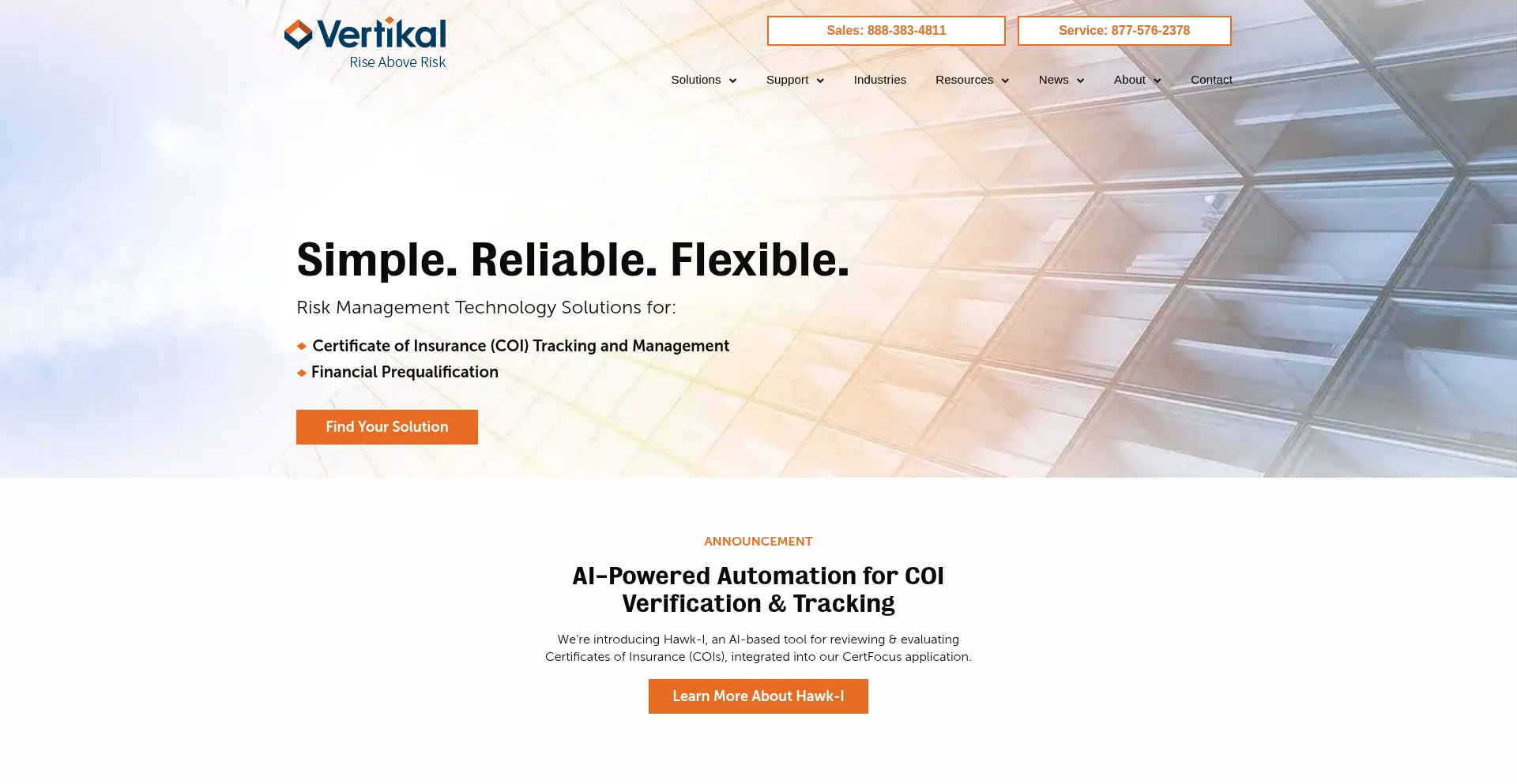 Website screenshot of Vertikalrms.com