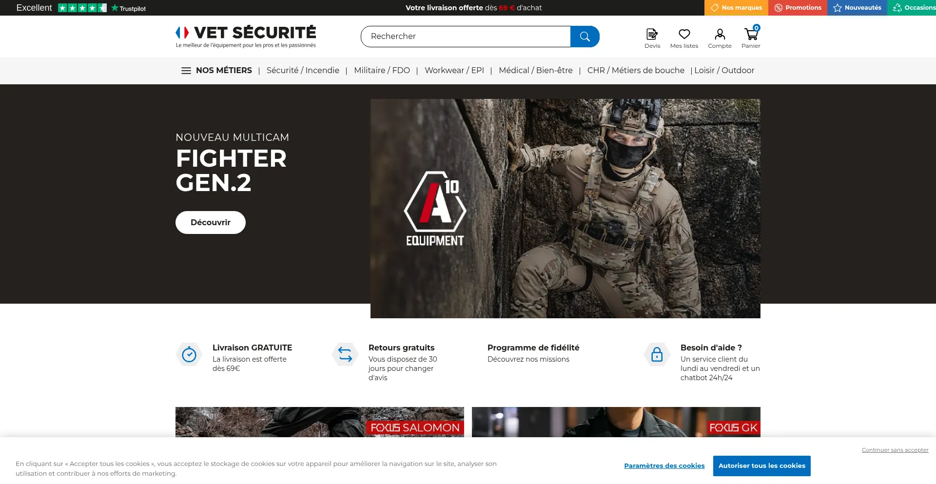 Website screenshot of Vetsecurite.com