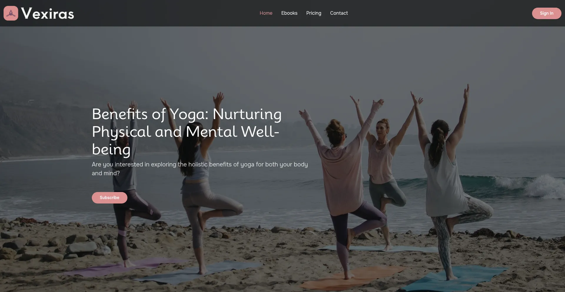 Website screenshot of Vexiras.com