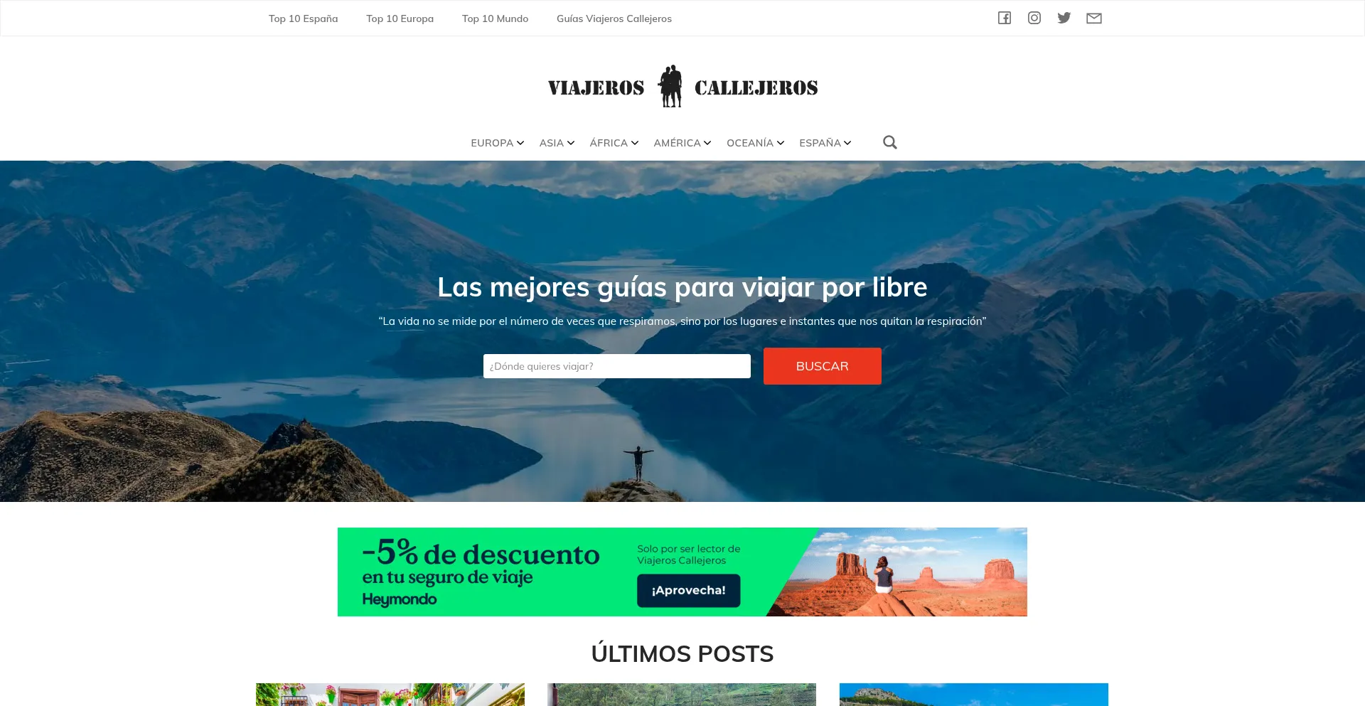 Website screenshot of Viajeroscallejeros.com