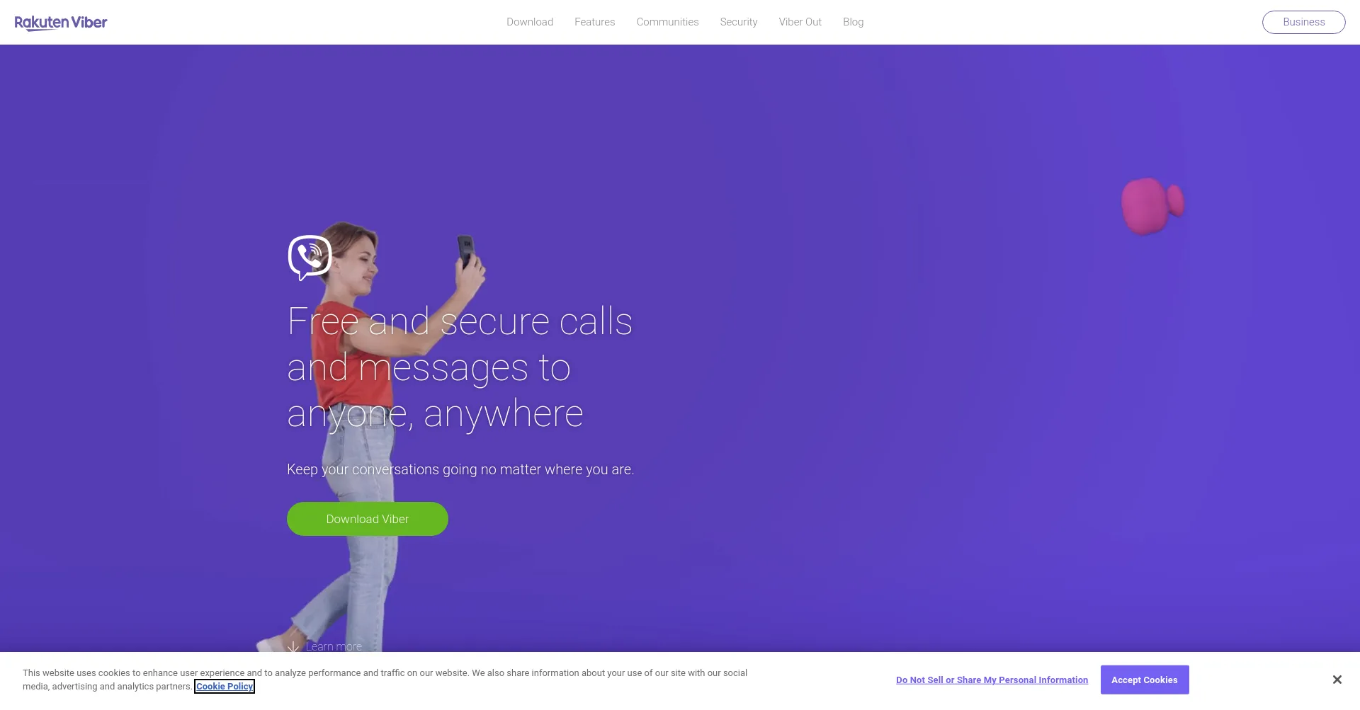 Website screenshot of Viber.com