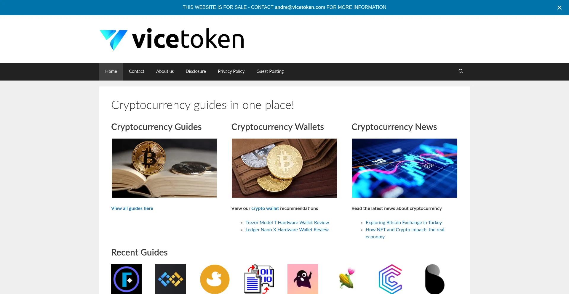 Website screenshot of Vicetoken.com