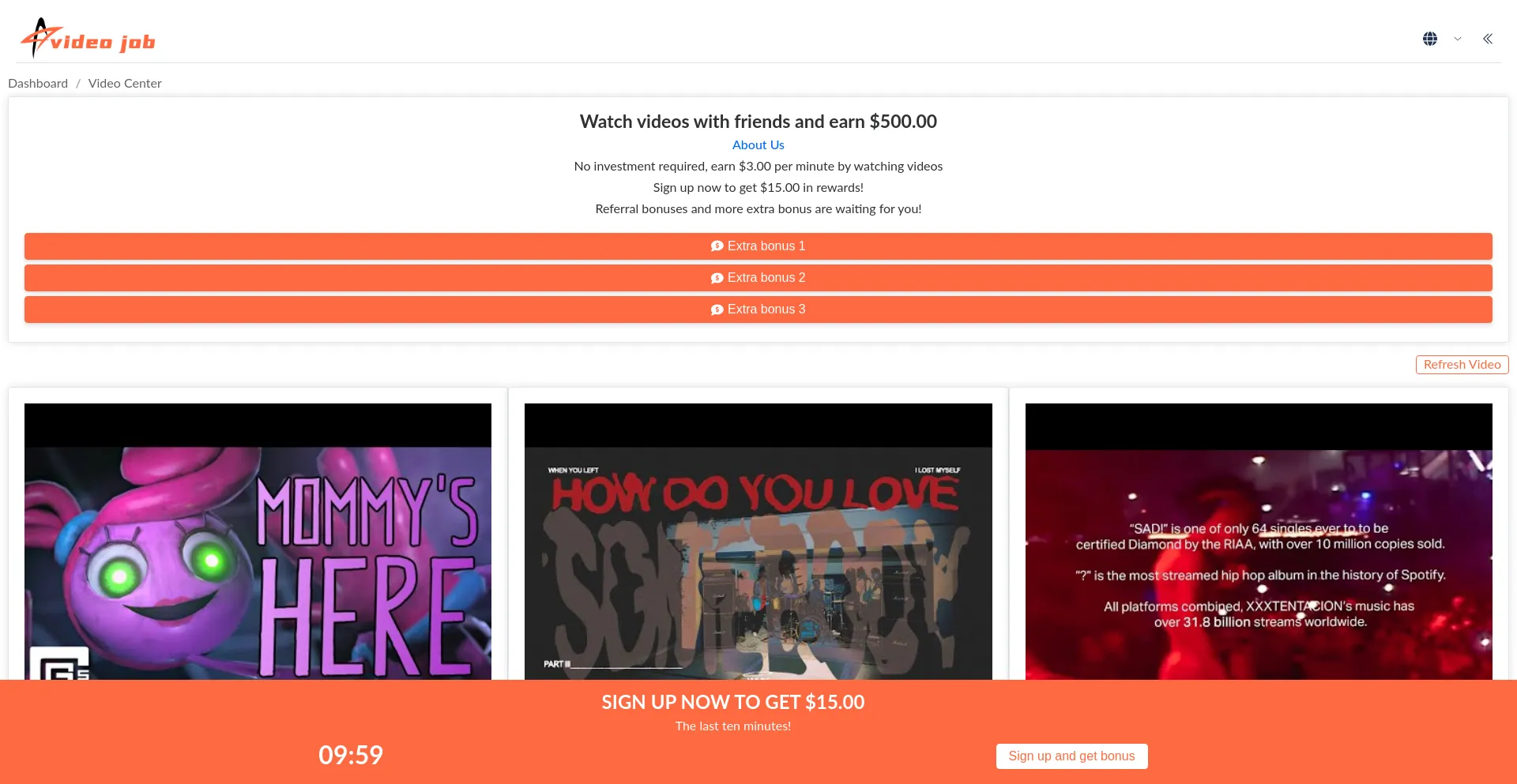 Website screenshot of Videocskjob.top